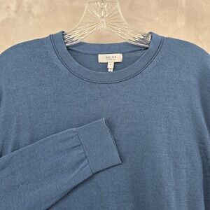 REISS Sweater Mens Large Blue‎ 100% Merino Wool Crew Neck Long Sleeve Pullover